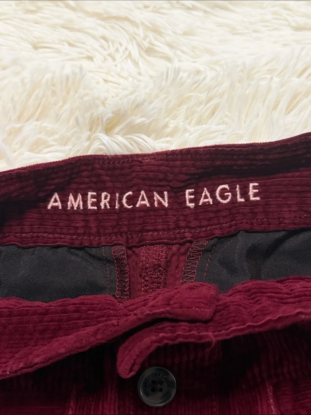 American Eagle Outfitters Burgundy Corduroy Button-Front Mini Skirt - Picture 3 of 5